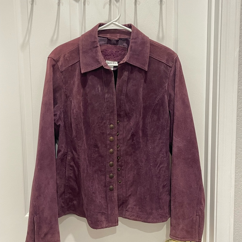 Live A Little Purple leather jacket Sz L